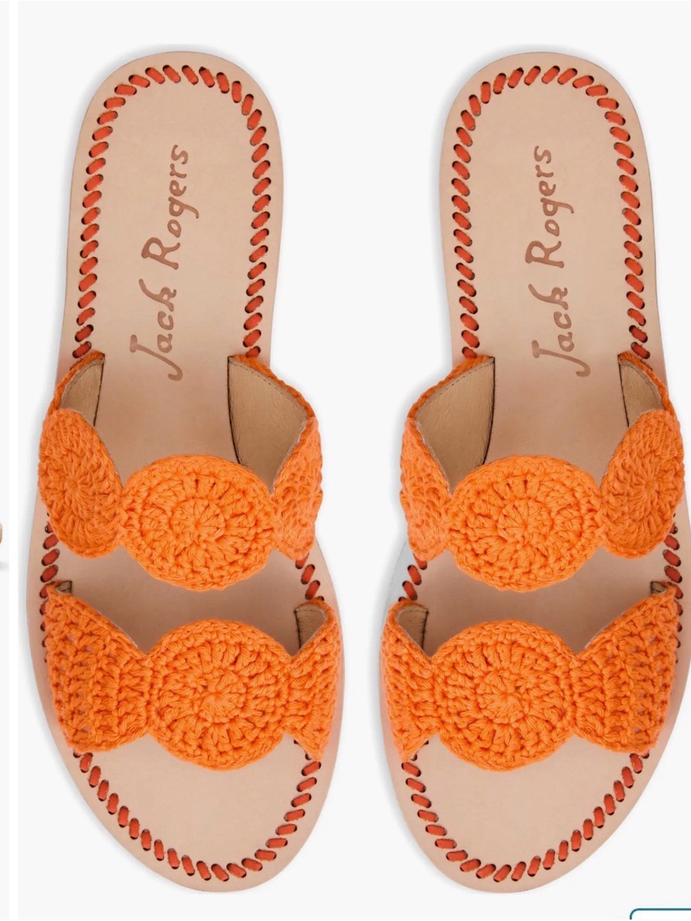 Jack Rogers Laurin clementine Crochet Double-Band Slide Sandal, NWT sz 8